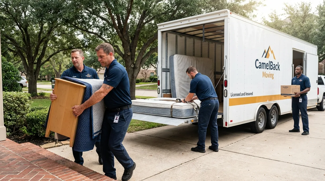 Crew loading residential truck for cross-state move from Osceola, NE