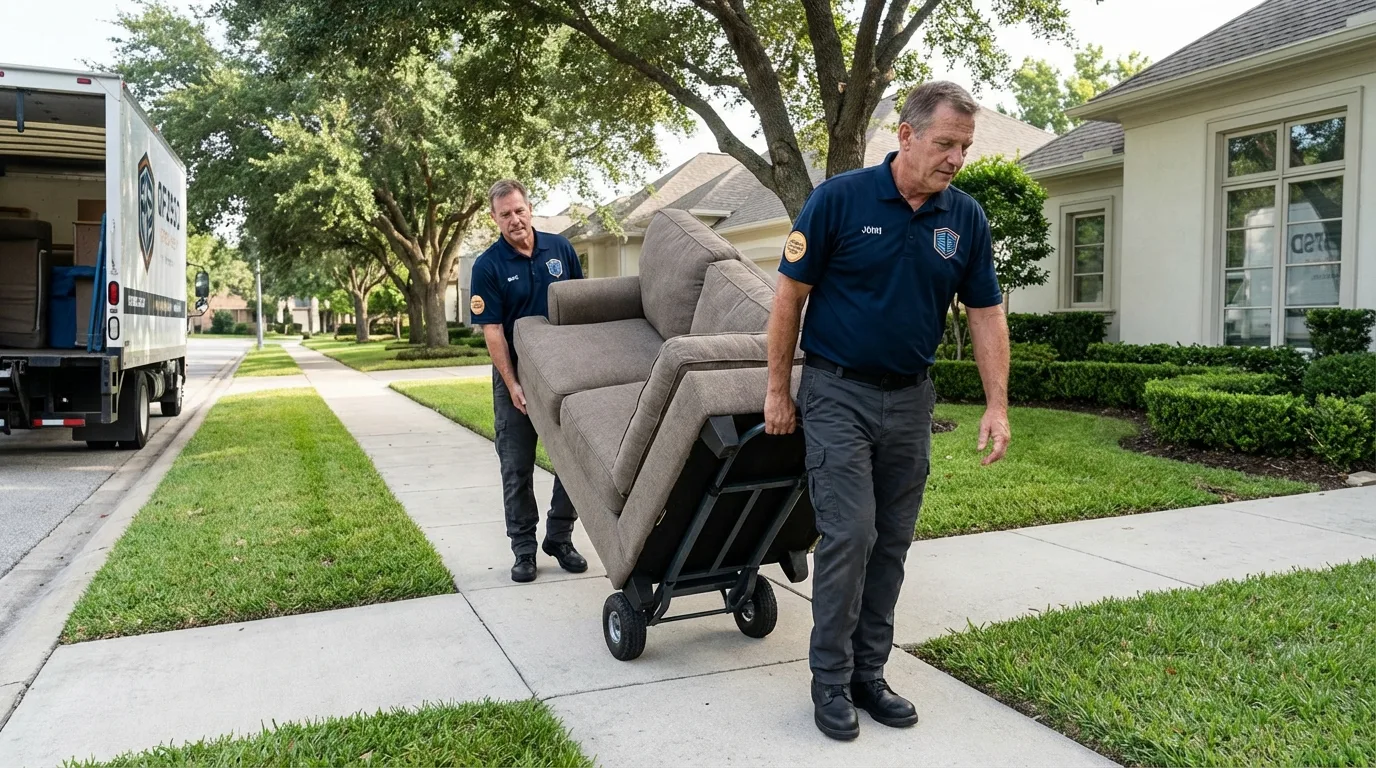 Local residential moving crew loading furniture in Osceola, NE
